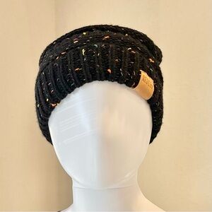 Black Knit Beanie with Multicolor Speckles